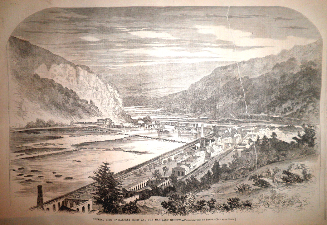 'General View of Harper's Ferry and the Maryland Heights - Photographed by Brady' Harper's Weekly, October 4,1862